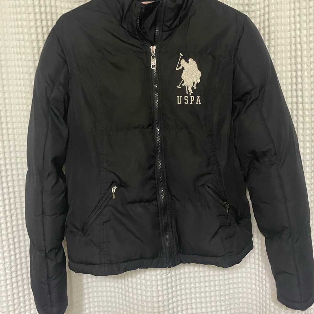 U.S. Polo Assn. Black Puffer Jacket with Quilted Design
